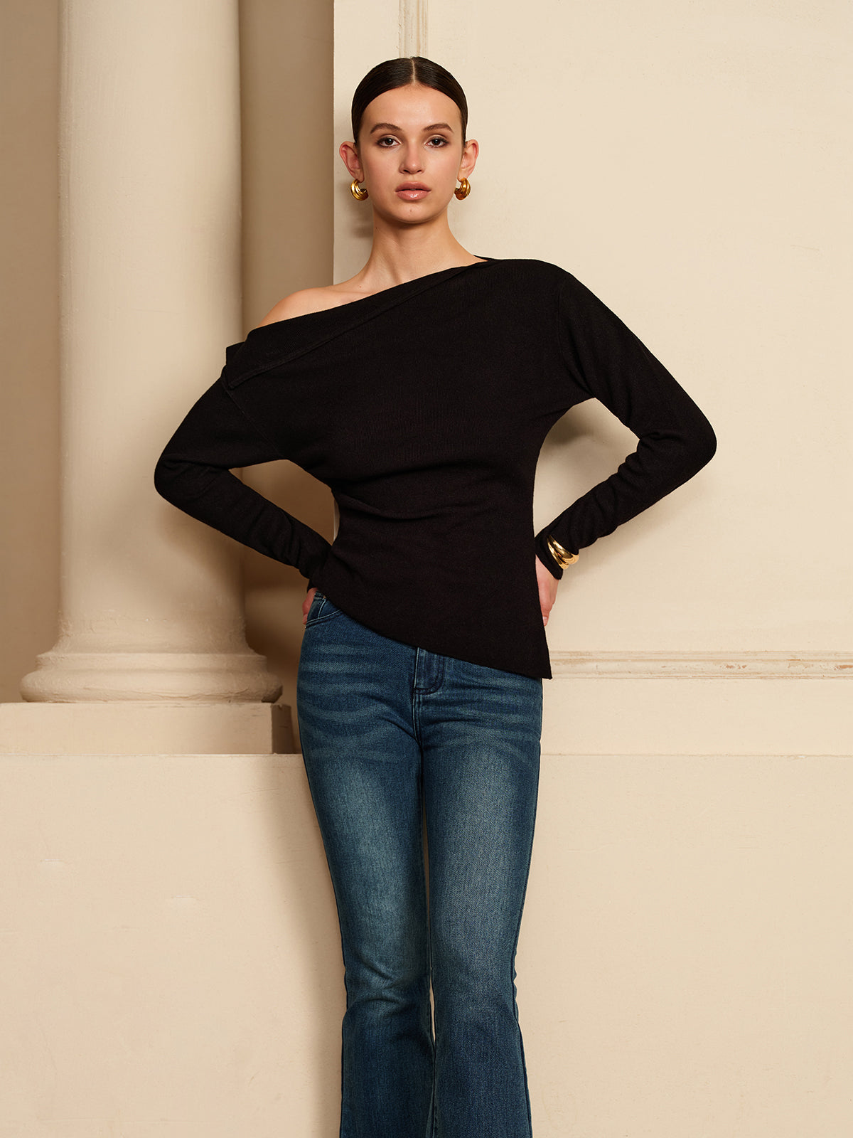 Asymmetrische Off-Shoulder Trui | Stijlvolle Pasvorm