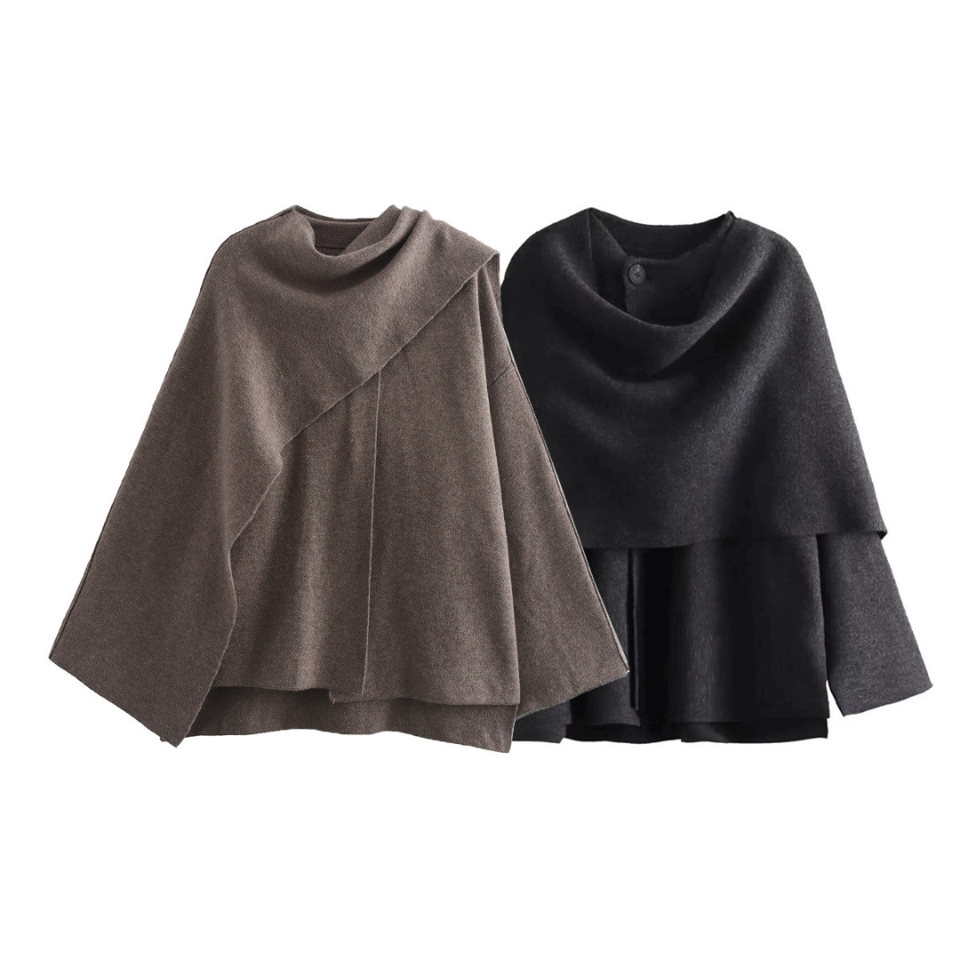 Asymmetrische Poncho Trui | Elegante Warme Dameslook