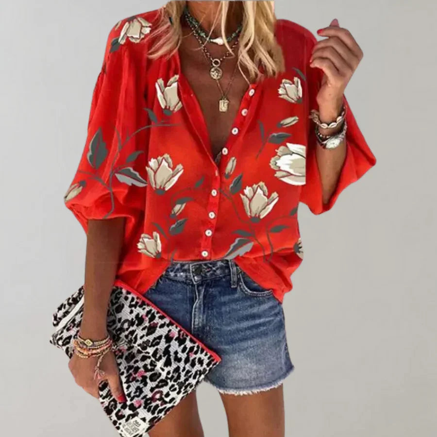 Bloemenprint Blouse | Vrouwelijke Zomerse Stijl