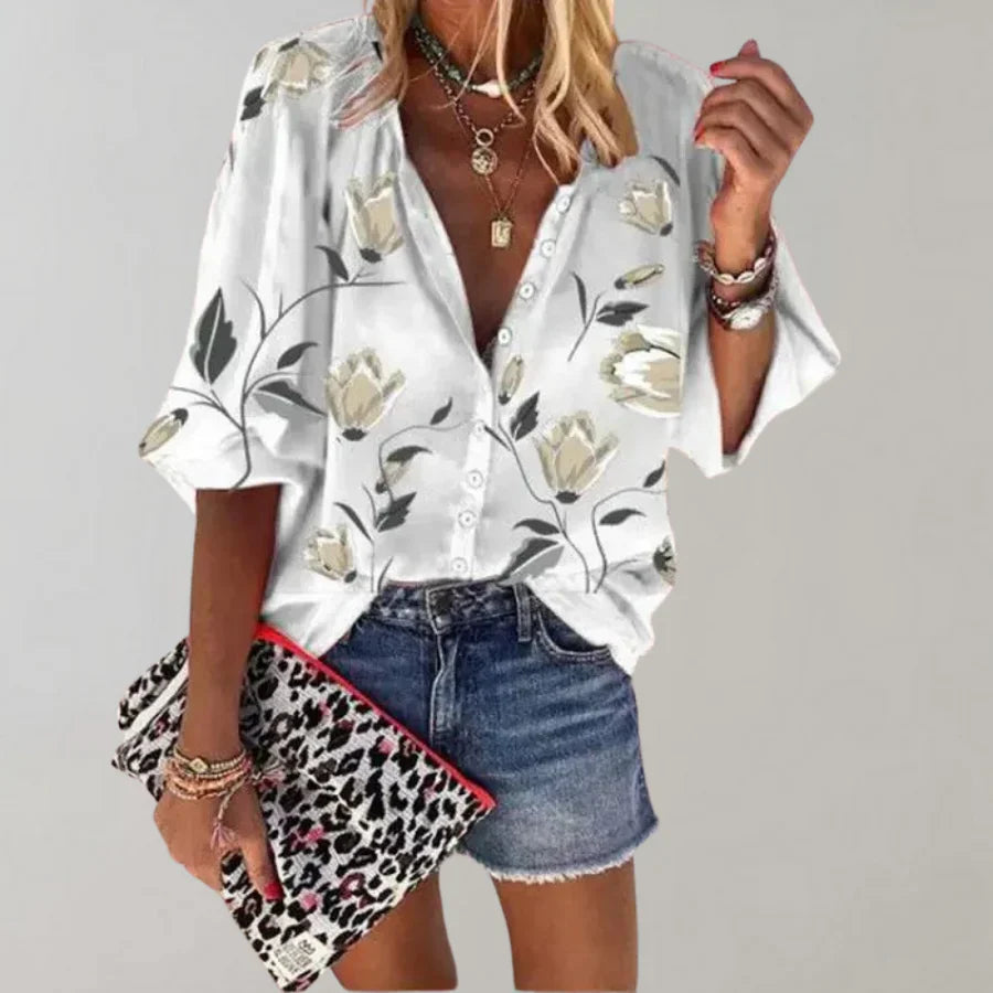 Bloemenprint Blouse | Vrouwelijke Zomerse Stijl