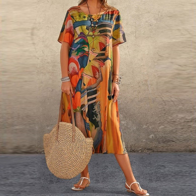 Bohemian Maxi Jurk | Abstract Print