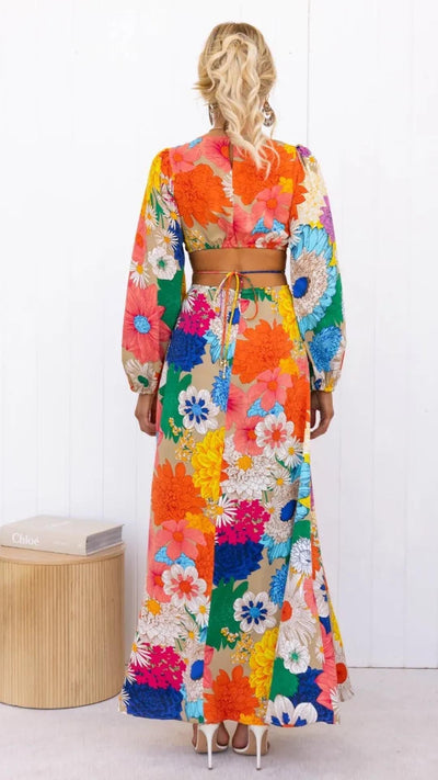 Bohemian Maxi Jurk | Bloemenprint En Open Rug