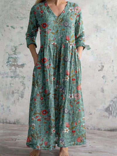 Bohemian Maxi Jurk | Bloemenprint & V-Hals