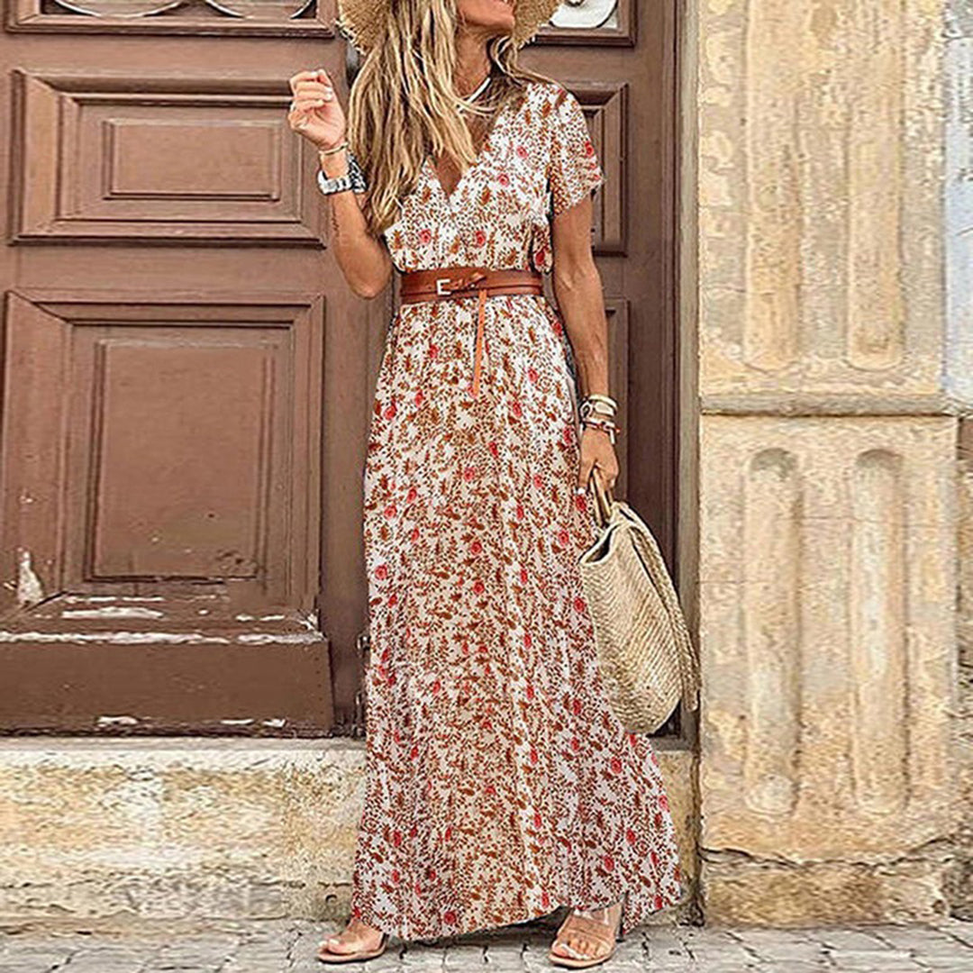 Bohemian Maxi Jurk | Vintage Print & Hoge Split