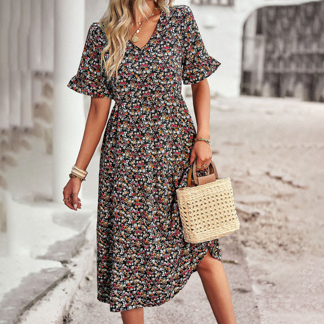 Bohemian Midi Jurk | Bloemenprint & Elegante Pasvorm