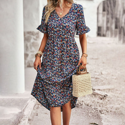 Bohemian Midi Jurk | Bloemenprint & Elegante Pasvorm