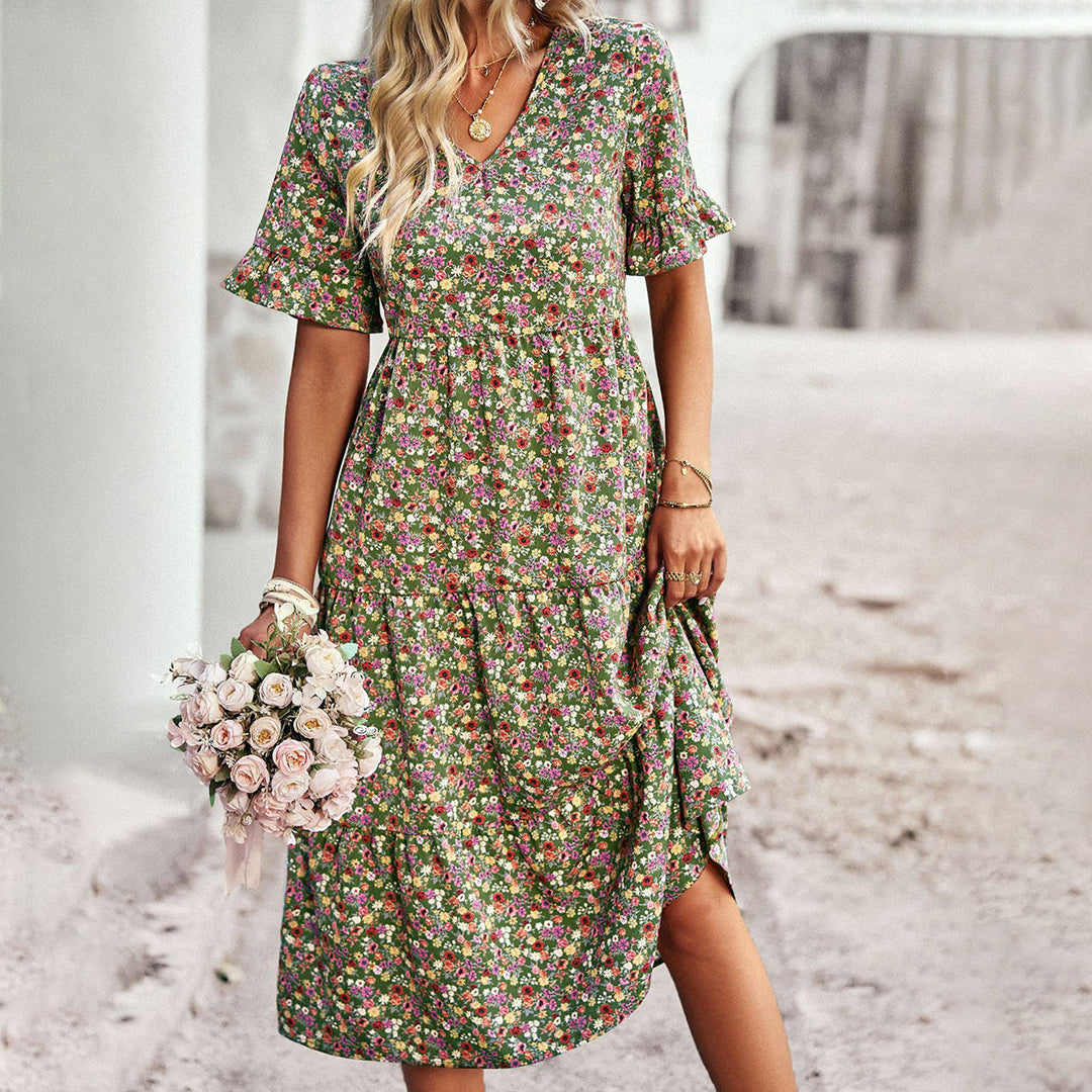 Bohemian Midi Jurk | Bloemenprint & Elegante Pasvorm