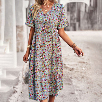 Bohemian Midi Jurk | Bloemenprint & Elegante Pasvorm