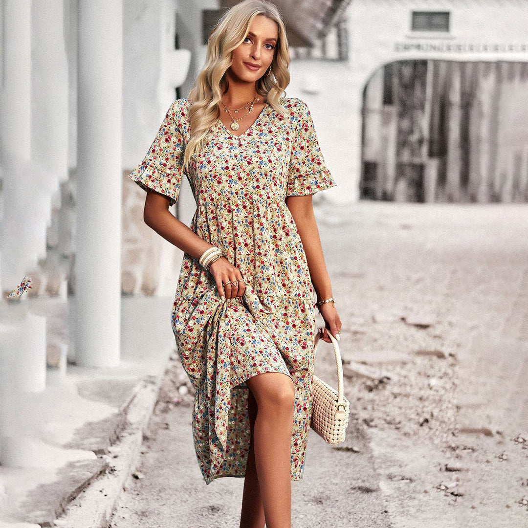 Bohemian Midi Jurk | Bloemenprint & Elegante Pasvorm