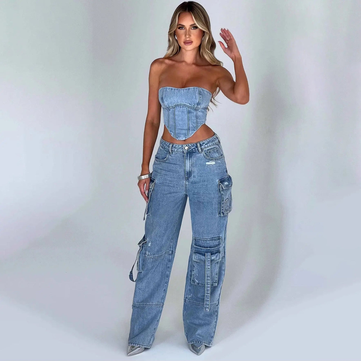 Denim Cargo Jeans | Trendy En Comfortabel