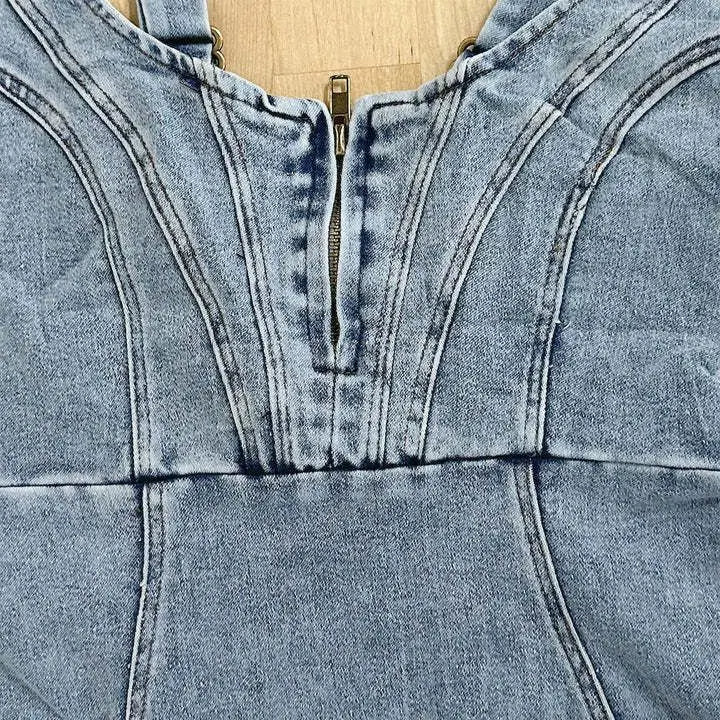 Denim Midi Jurk | Getailleerd Met Split