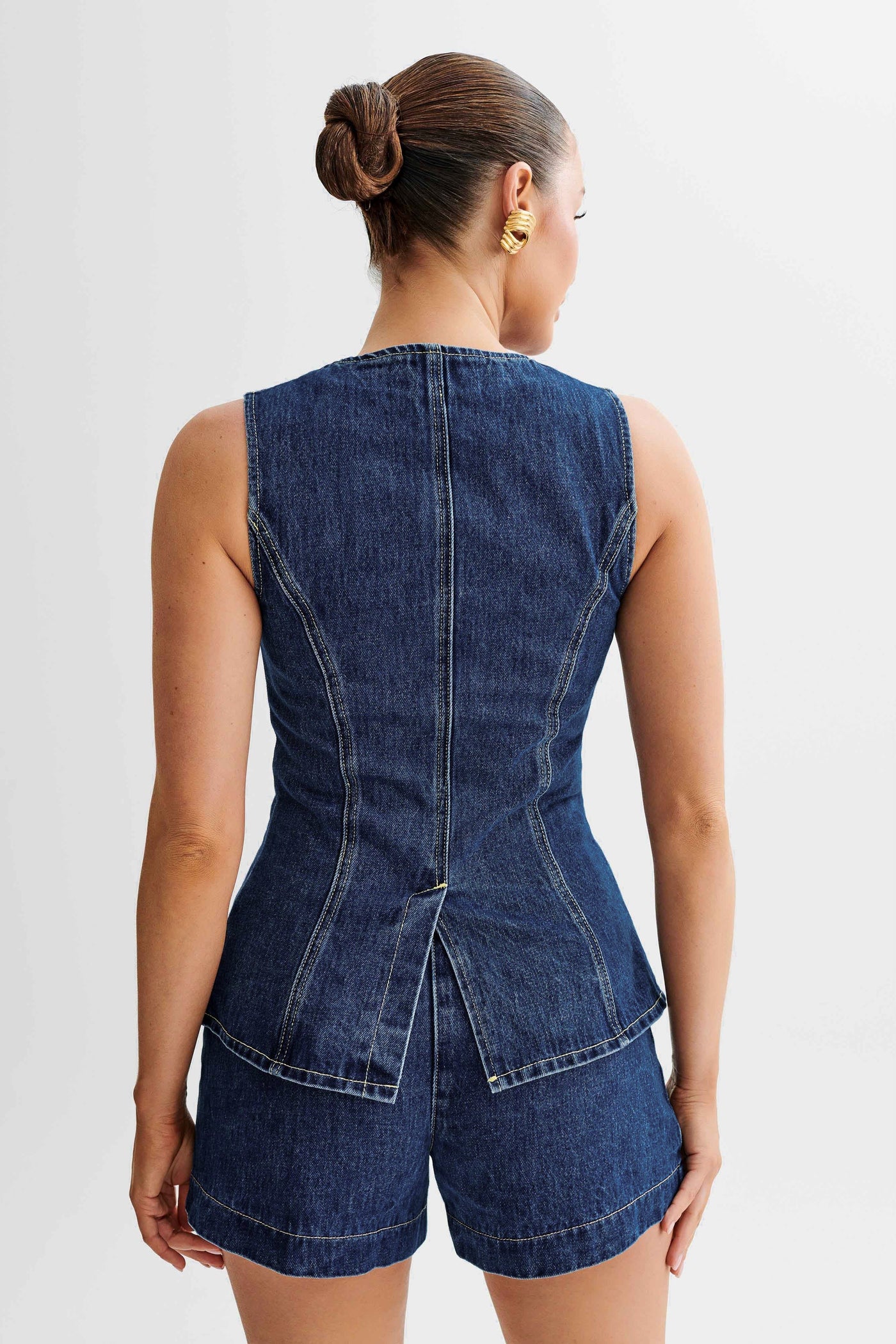 Denim Mouwloos Gilet | Getailleerd Design