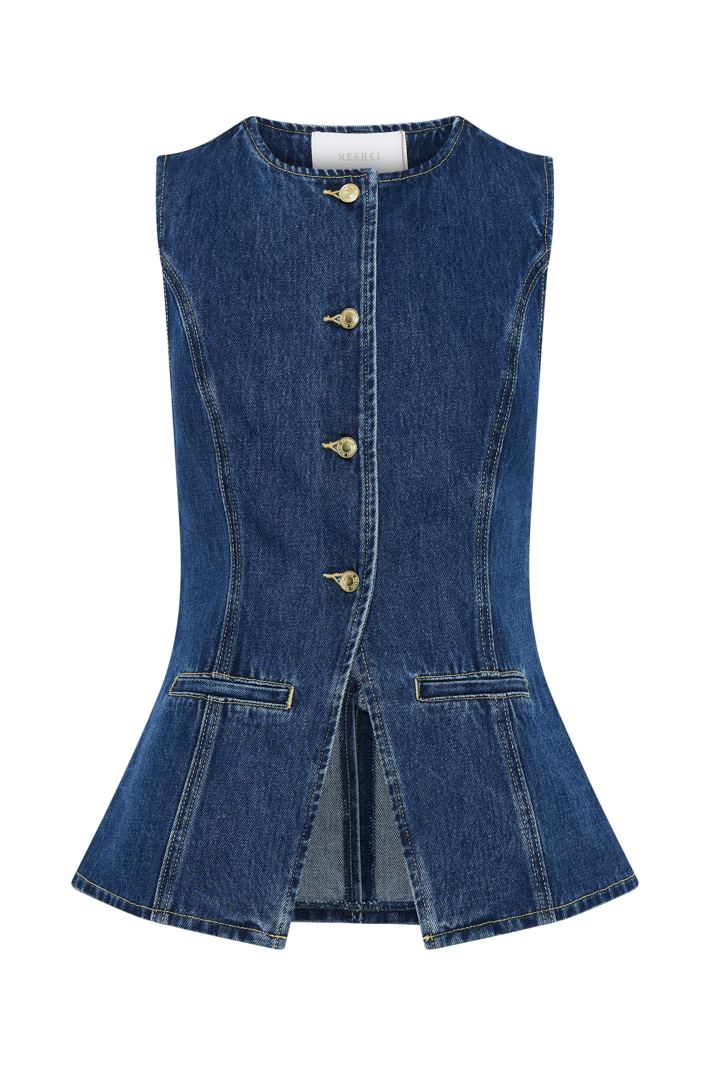 Denim Mouwloos Gilet | Getailleerd Design