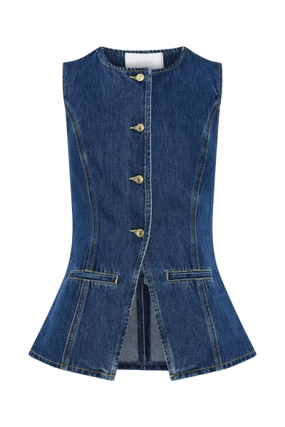 Denim Mouwloos Gilet | Getailleerd Design