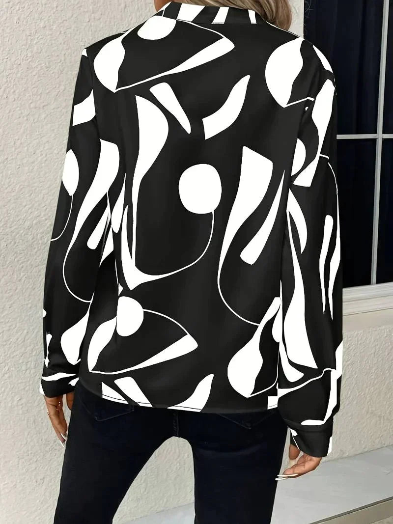 Elegante Blouse Met Abstract Print | Stijlvolle Pasvorm