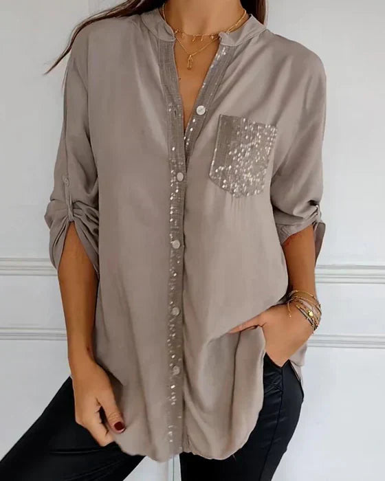 Elegante Blouse Met Pailletten | Casual En Chic