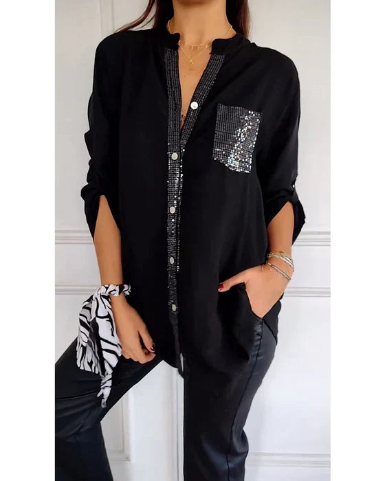 Elegante Blouse Met Pailletten | Casual En Chic