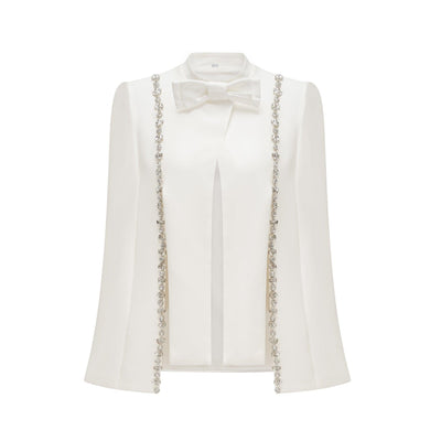 Elegante Cape Blouse | Met Strassdetails En Strik