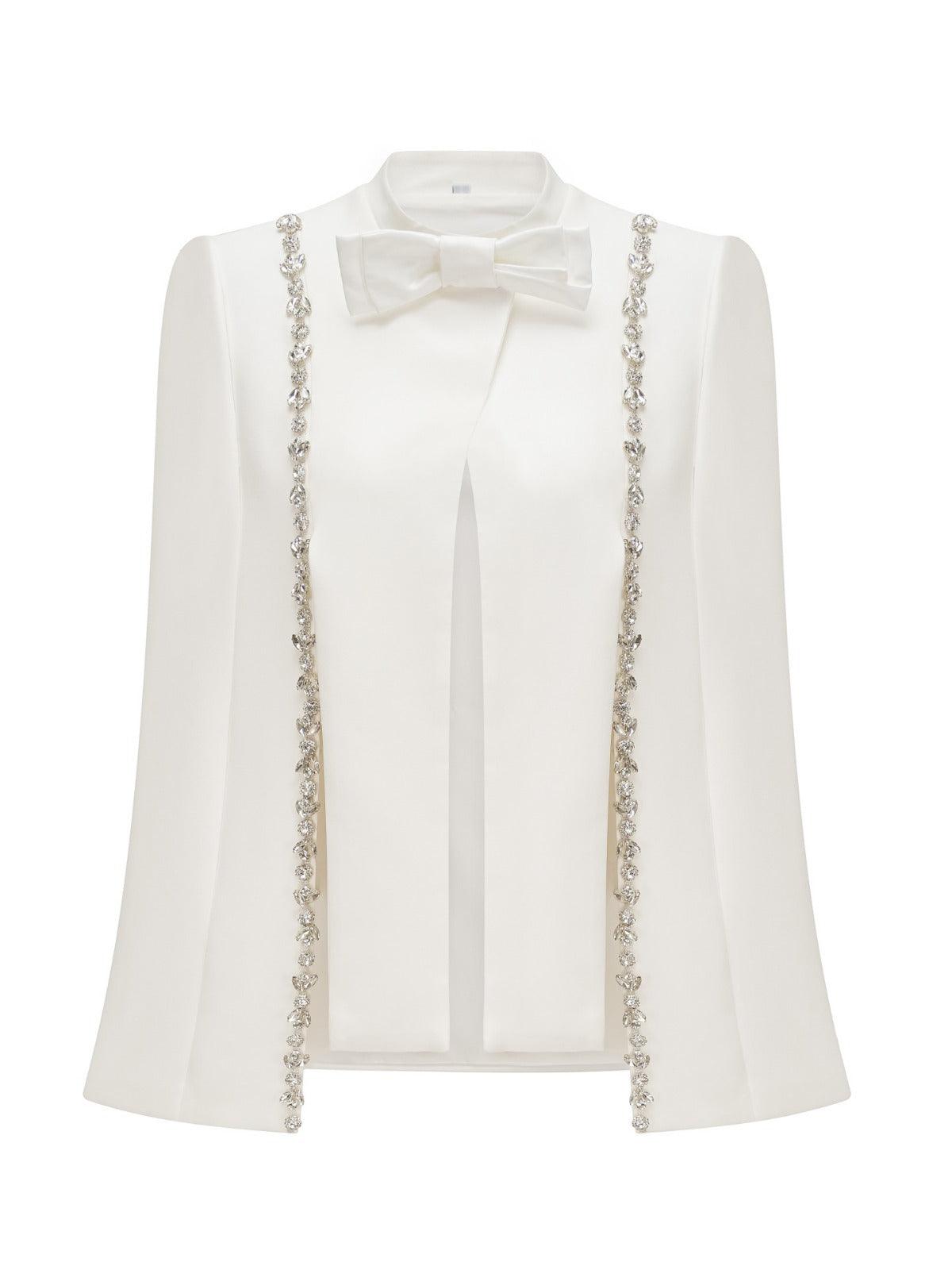 Elegante Cape Blouse | Met Strassdetails En Strik