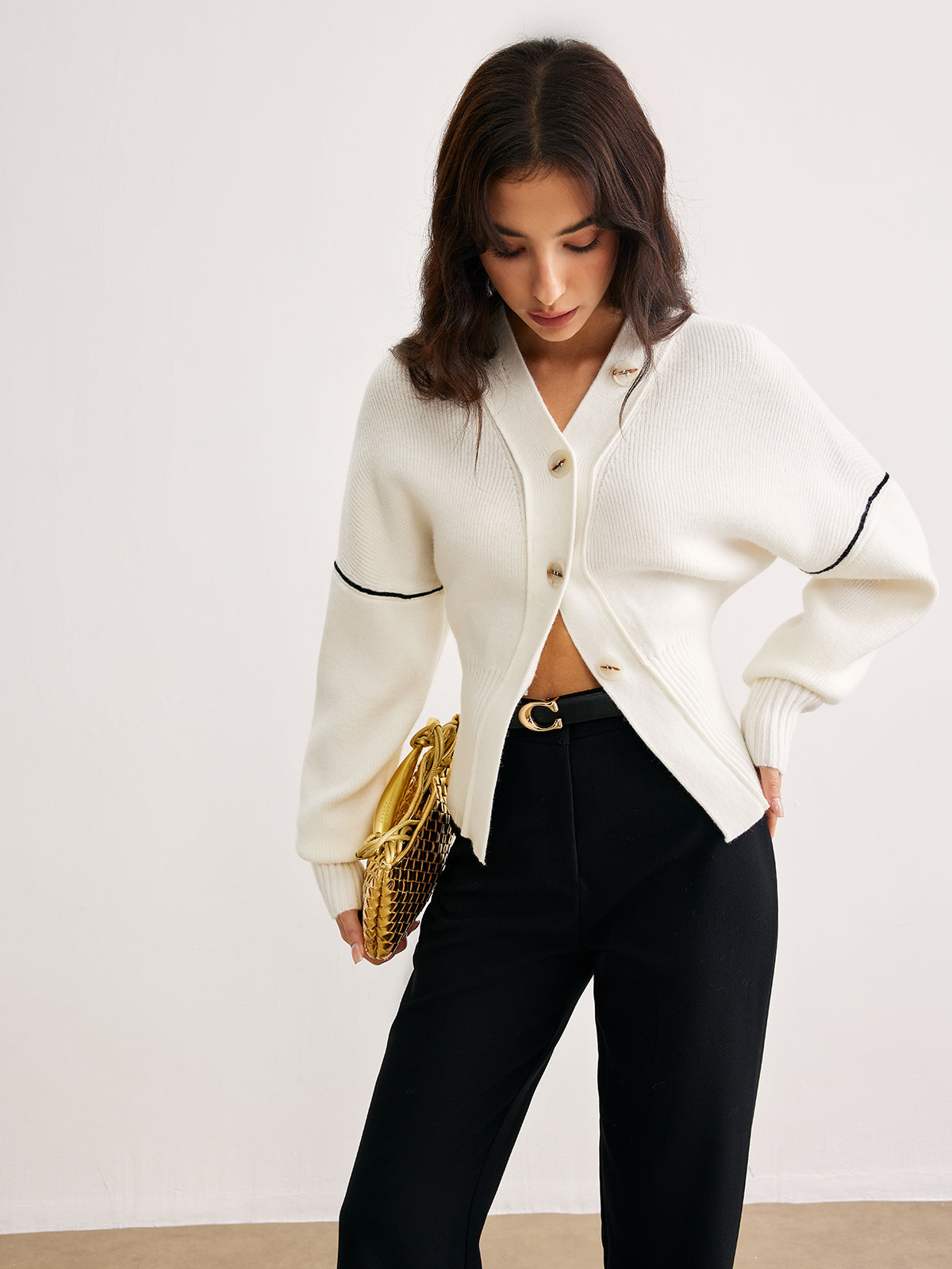 Elegante Gebreide Cardigan | V-Hals En Knoopsluiting