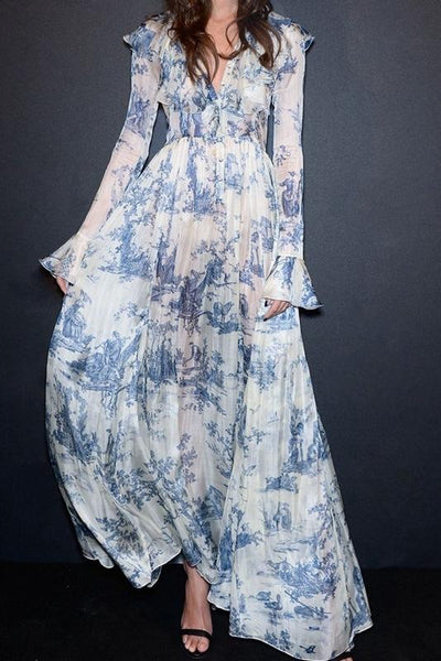 Elegante Lange Maxi Jurk | Vintage Print