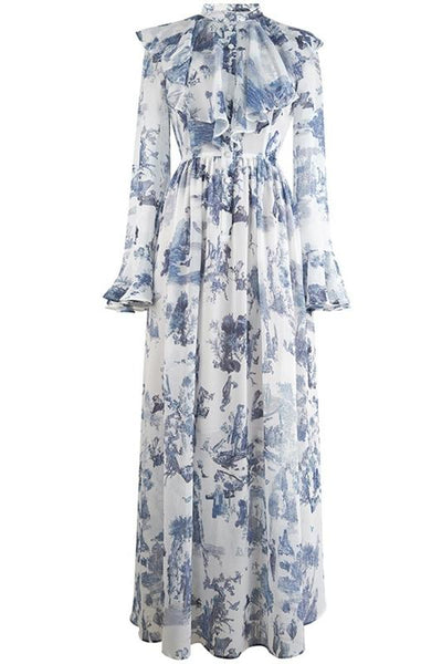 Elegante Lange Maxi Jurk | Vintage Print