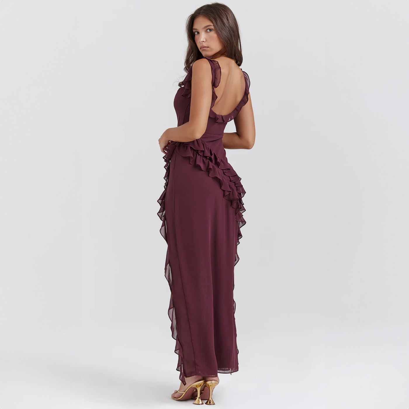 Elegante Maxi Jurk | Asymmetrisch En Ruches Details