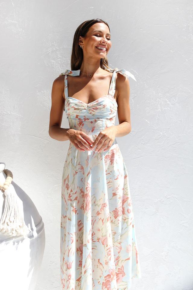 Elegante Maxi Jurk | Bloemenprint & Strikbandjes