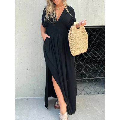 Elegante Maxi Jurk | V-Hals En Hoge Taille