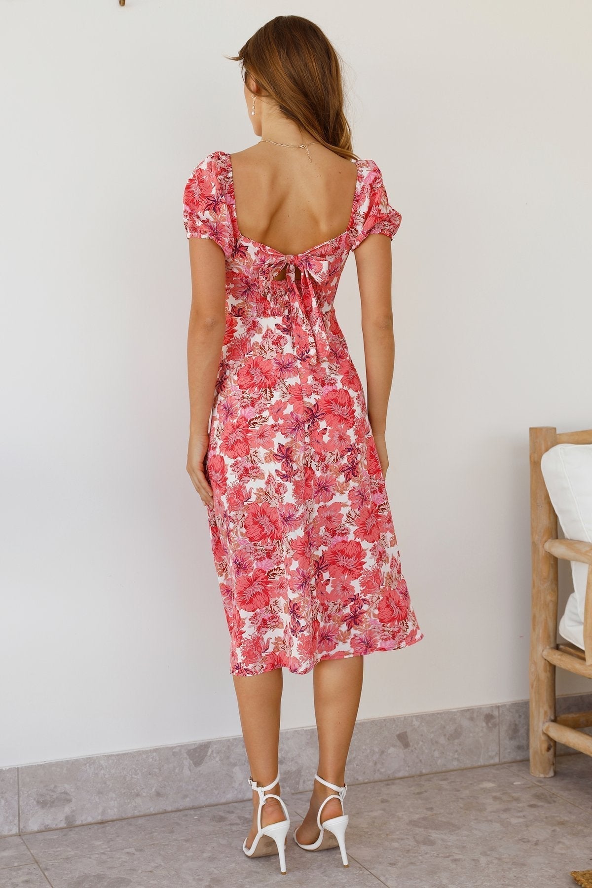 Elegante Midi Jurk | Bloemenprint & Pofmouwen