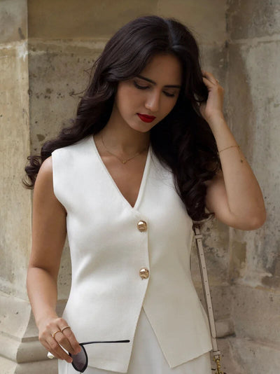 Elegante Mouwloze Gilet | Luxe Knopen