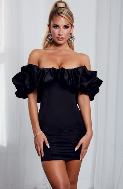 Elegante Off-Shoulder Mini Jurk | Met Ruches