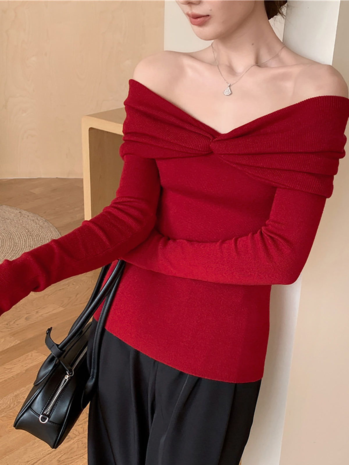 Elegante Off-Shoulder Trui | Getailleerde Pasvorm