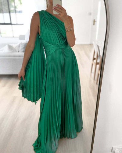 Elegante One-Shoulder Maxi Jurk | Geplooid & Stijlvol