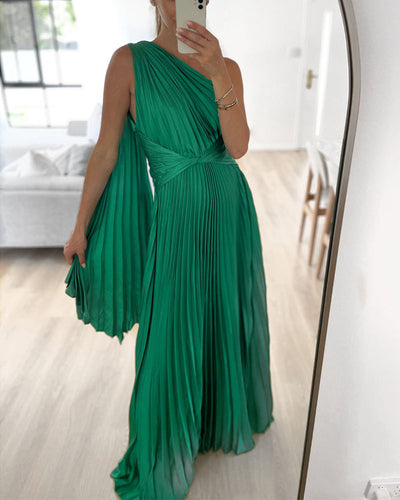 Elegante One-Shoulder Maxi Jurk | Geplooid & Stijlvol