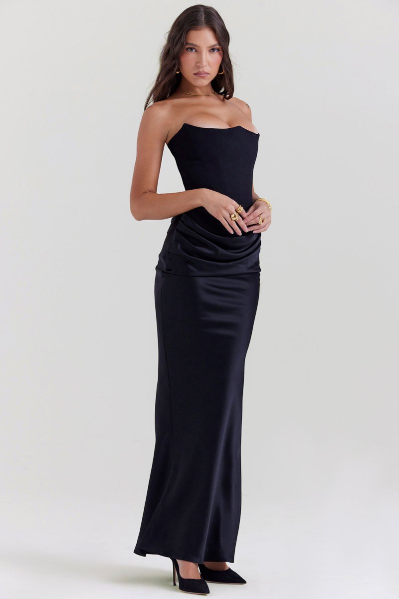 Elegante Strapless Maxi Jurk | Luxe Satijnen Details