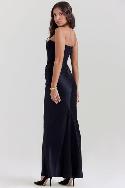 Elegante Strapless Maxi Jurk | Luxe Satijnen Details