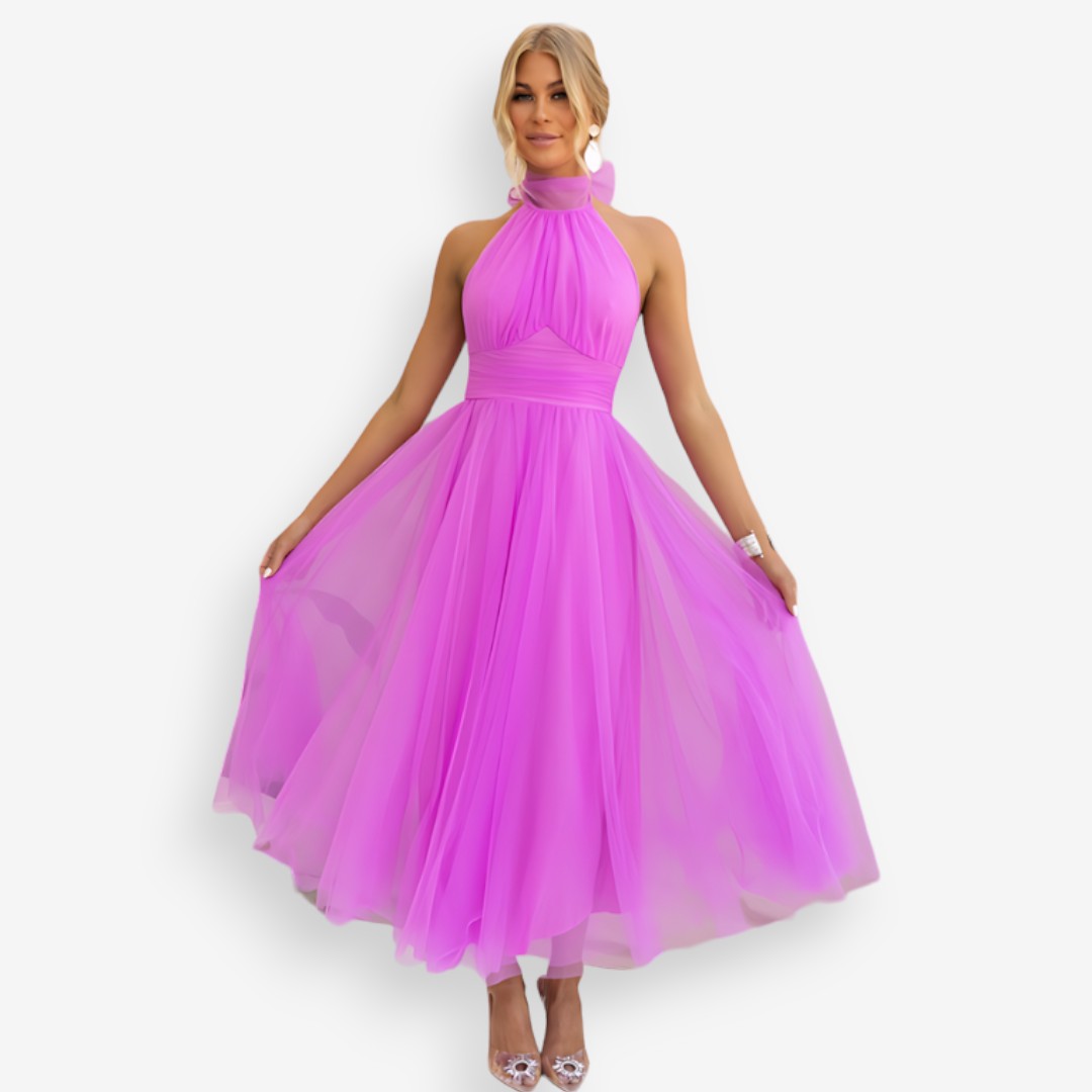 Elegante Tulle Jurk | Halternek & Zwierige Pasvorm