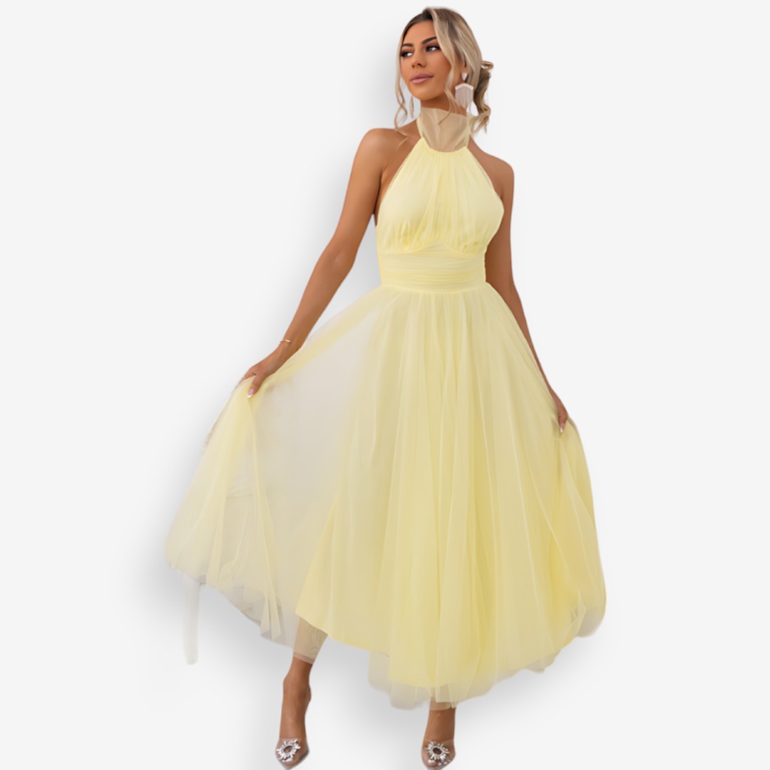 Elegante Tulle Jurk | Halternek & Zwierige Pasvorm