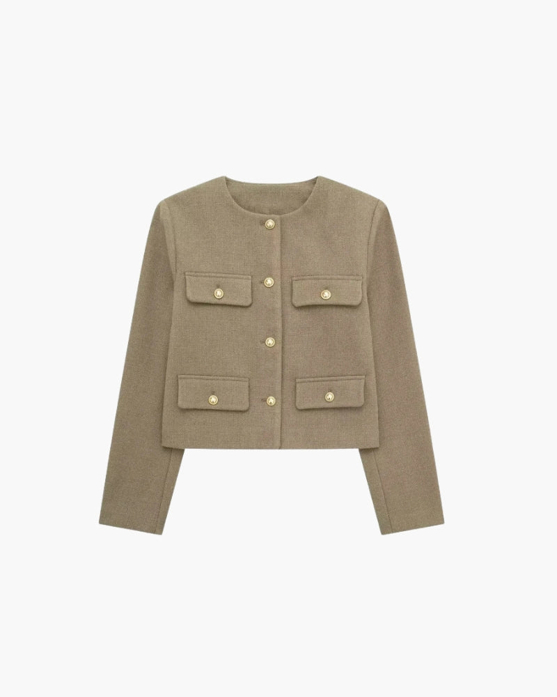 Elegante Tweed Blazer | Gouden Knopen