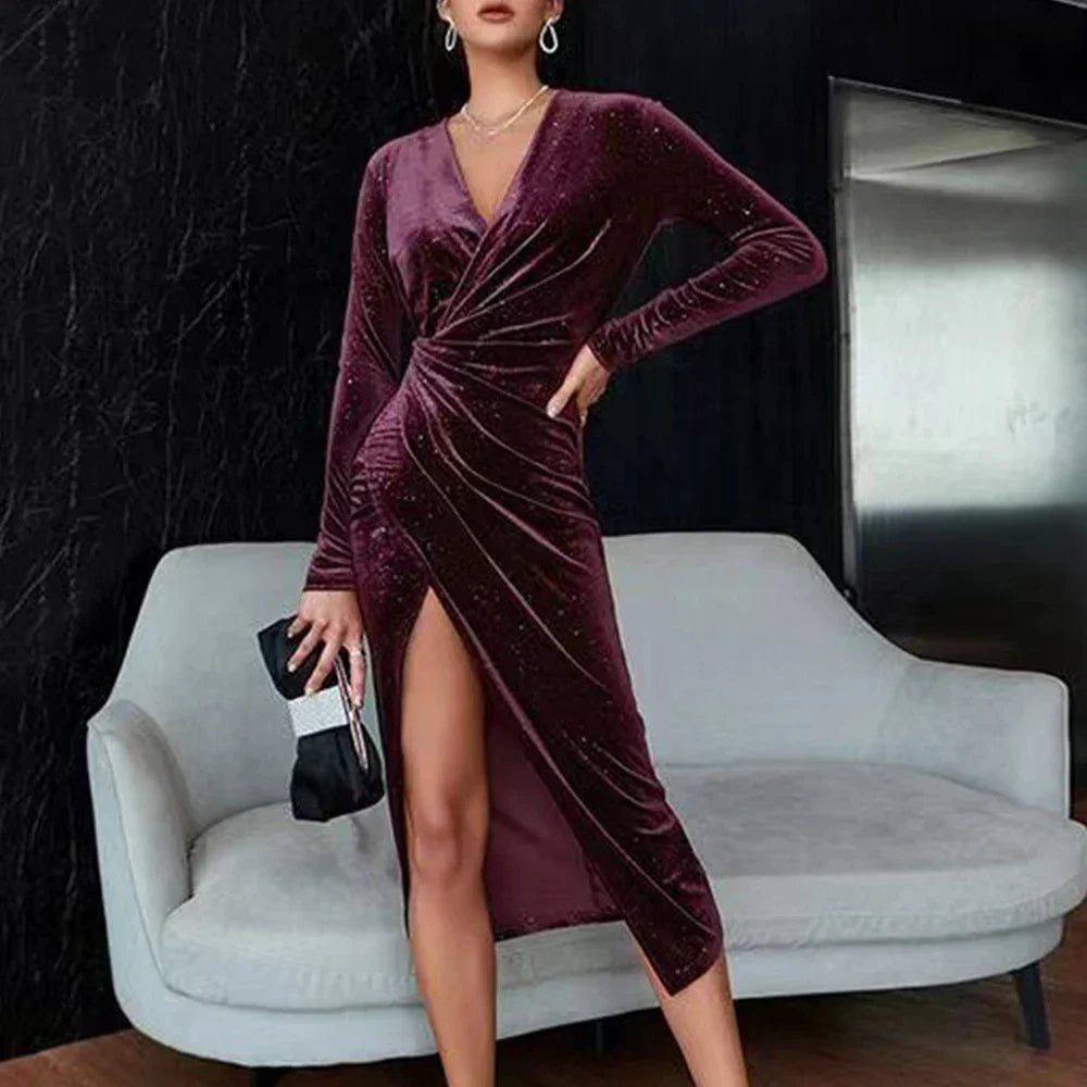 Elegante Velvet Cocktailjurk | Glanzende Luxe Look