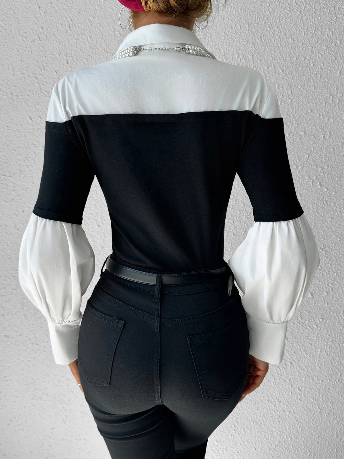 Elegante Zwart-Witte Blouse | Klassieke Look