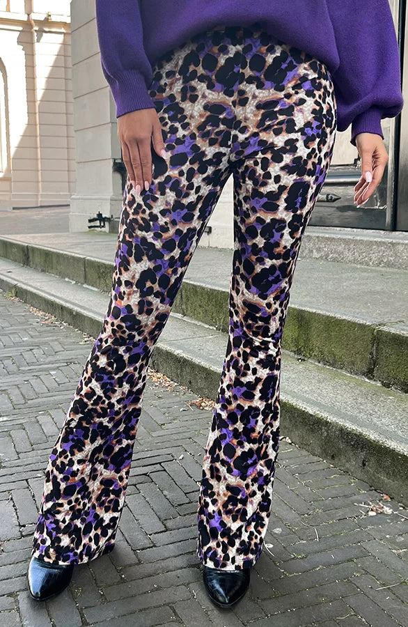 Flared Broek Met Panterprint | Trendy & Comfortabel