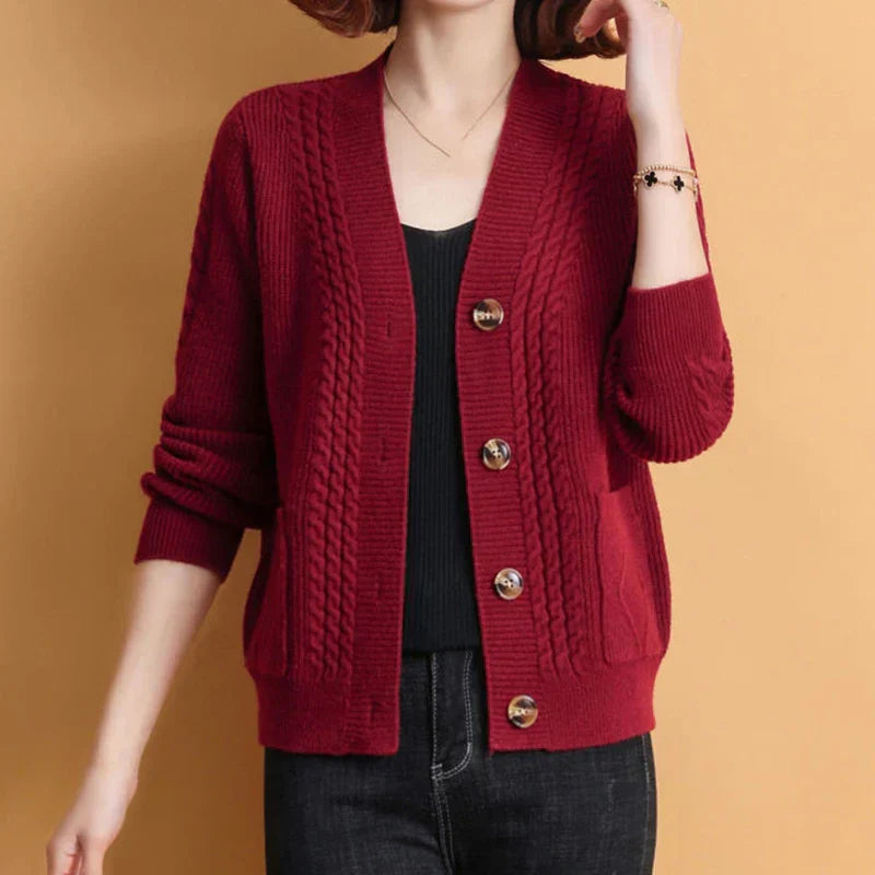 Gebreid Damesvest | Elegante V-Hals Cardigan