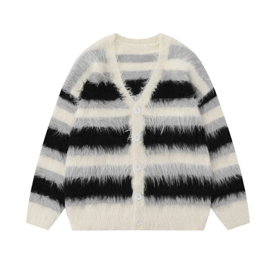 Gebreid Gestreept Fluffy Vest | Zachte Warme Stijl