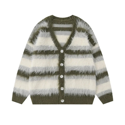 Gebreid Gestreept Fluffy Vest | Zachte Warme Stijl