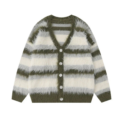 Gebreid Gestreept Fluffy Vest | Zachte Warme Stijl