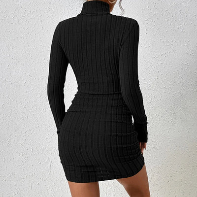 Gebreide Bodycon Jurk | Elegante Coltrui Mini Jurk