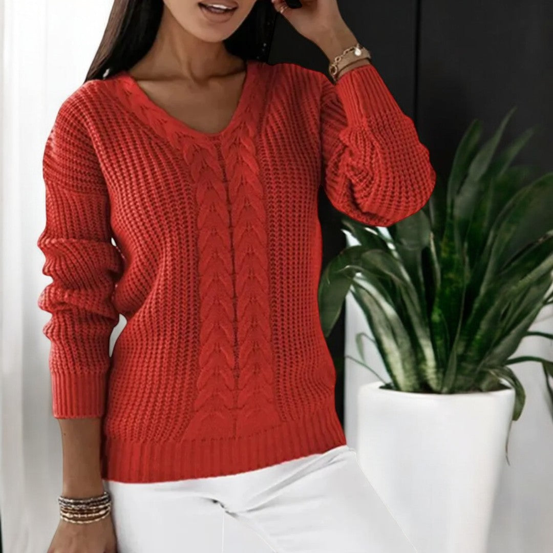 Gebreide Damestrui | Comfortabele V-Hals Sweater