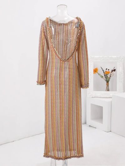 Gebreide Maxi Jurk | Open Rug & Boho Print